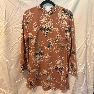 Pink Bell Sleeve Floral Dress